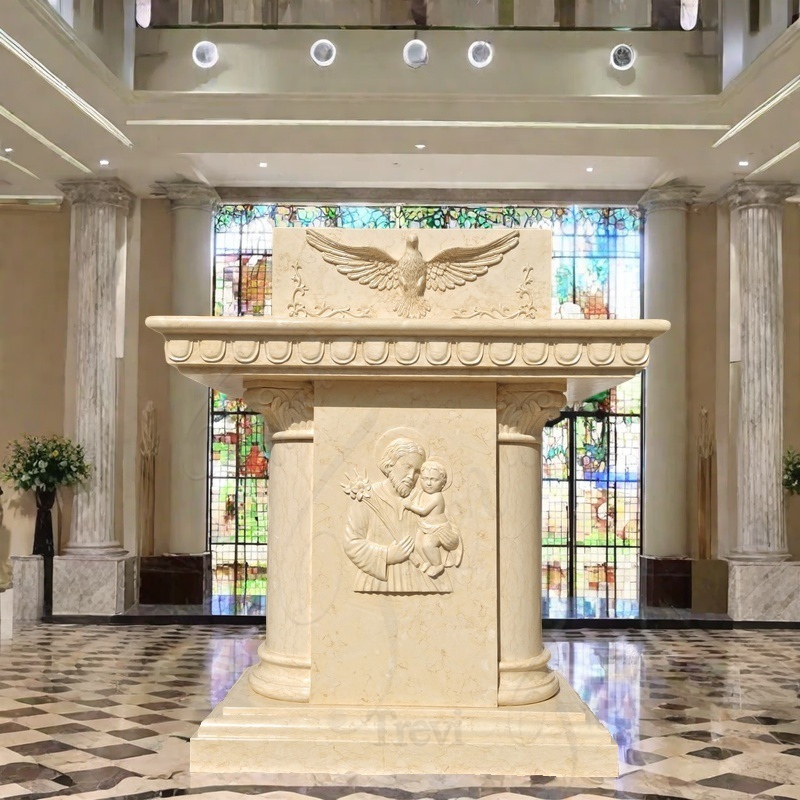 beige marble catholic church pulpit