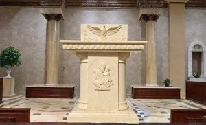 beige marble catholic church pulpit for sale