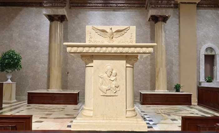 beige marble catholic church pulpit for sale