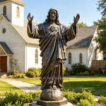 Bronze Jesus statue with open arms