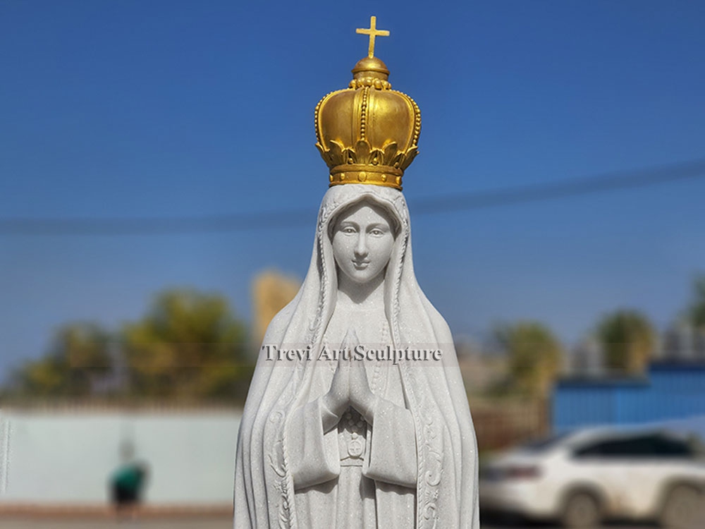 Details of the marble Our Lady of Fatima statue