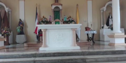Custom marble altar installed in private chapel -- submitted by Sister Catherine Moreau