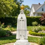 Elegant white marble out Lady of Fatima statue
