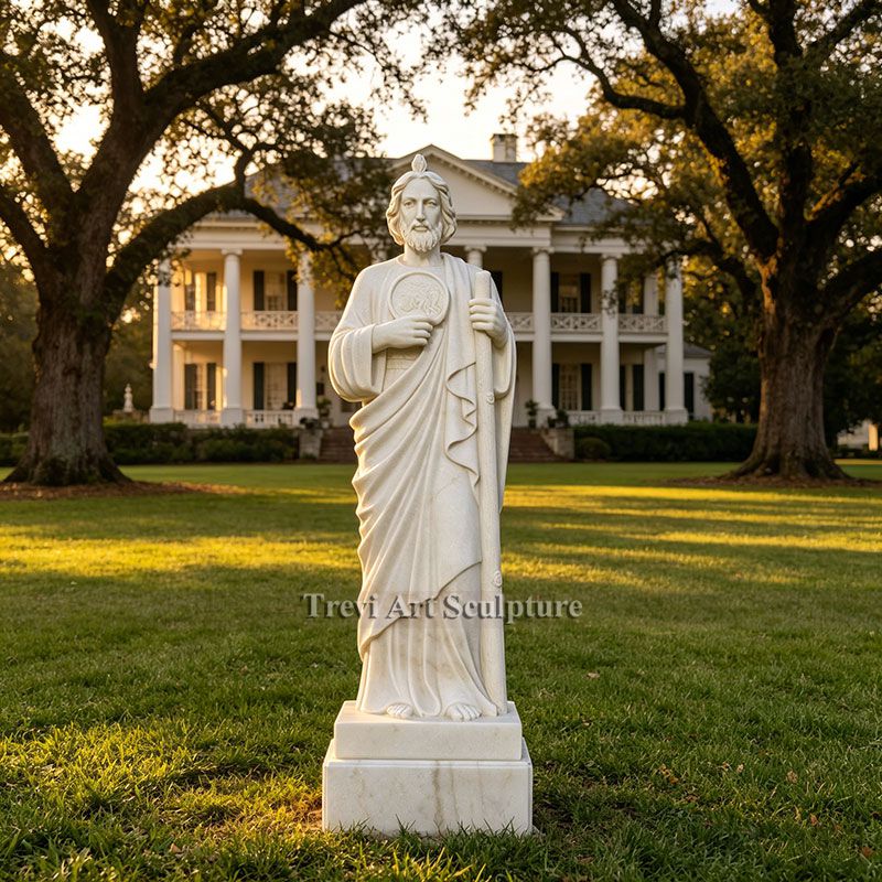 White Marble St Jude Outdoor Statue CHS-754 1 White marble st jude statue for garden