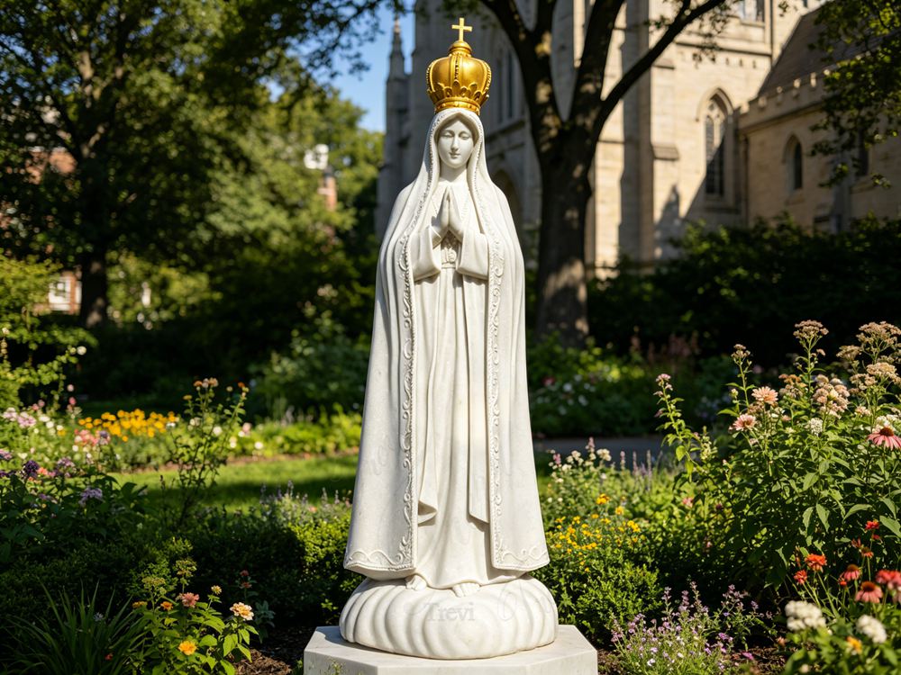 Fatima Statue with Gold Crown for church garden
