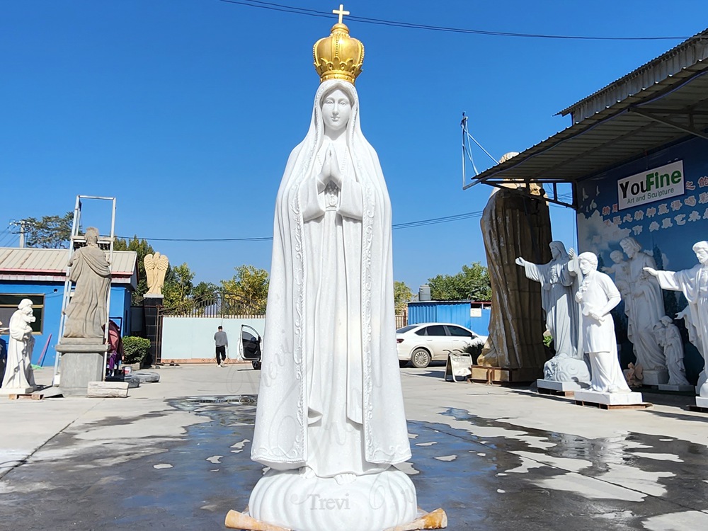 Marble Our Lady of Fatima Statue with Golden Crown 4 Fatima Statue with Gold Crown