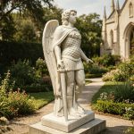 Life size marble saint michael statue for church garden