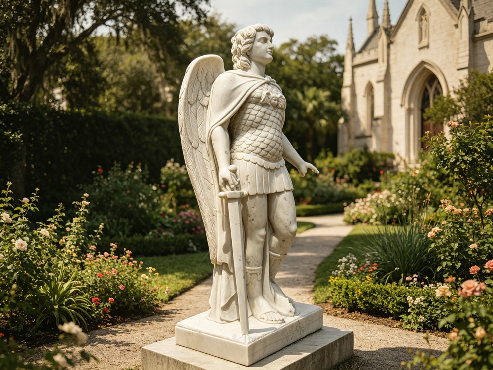Life Size Marble Saint Michael Statue for Garden 4 Life size marble saint michael statue for church garden
