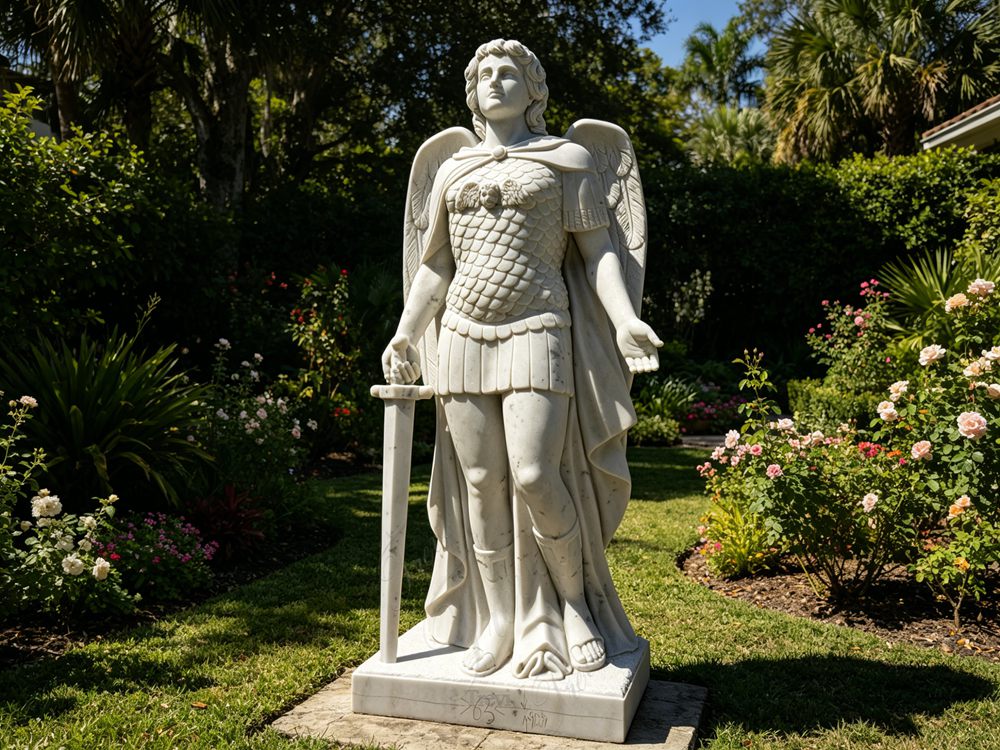 Life size marble saint michael statue for garden