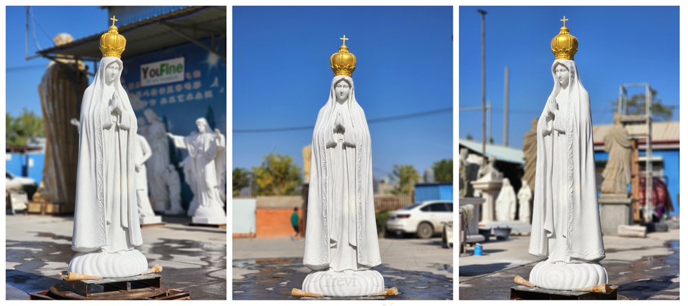 Marble Our Lady of Fatima Statue with Golden Crown 3 Marble Our Lady of Fatima Statue with Gold Crown detail