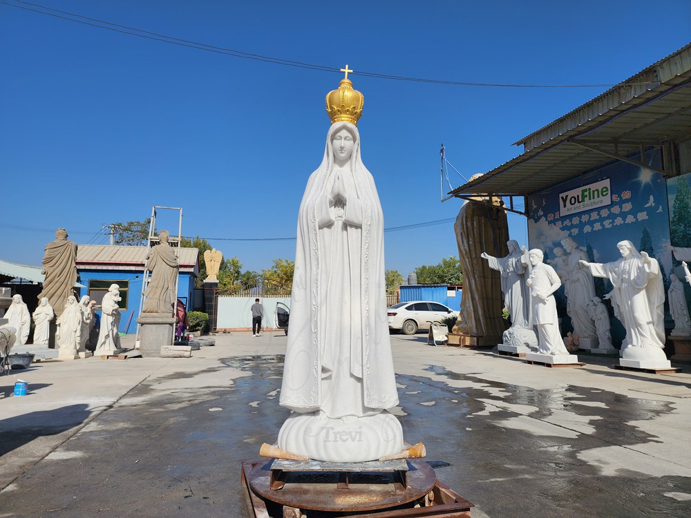 Marble Our Lady of Fatima Statue with Gold Crown