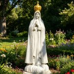 lifesize Fatima Statue with Gold Crown for garden