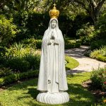 lifesize marble Fatima Statue with Gold Crown for garden