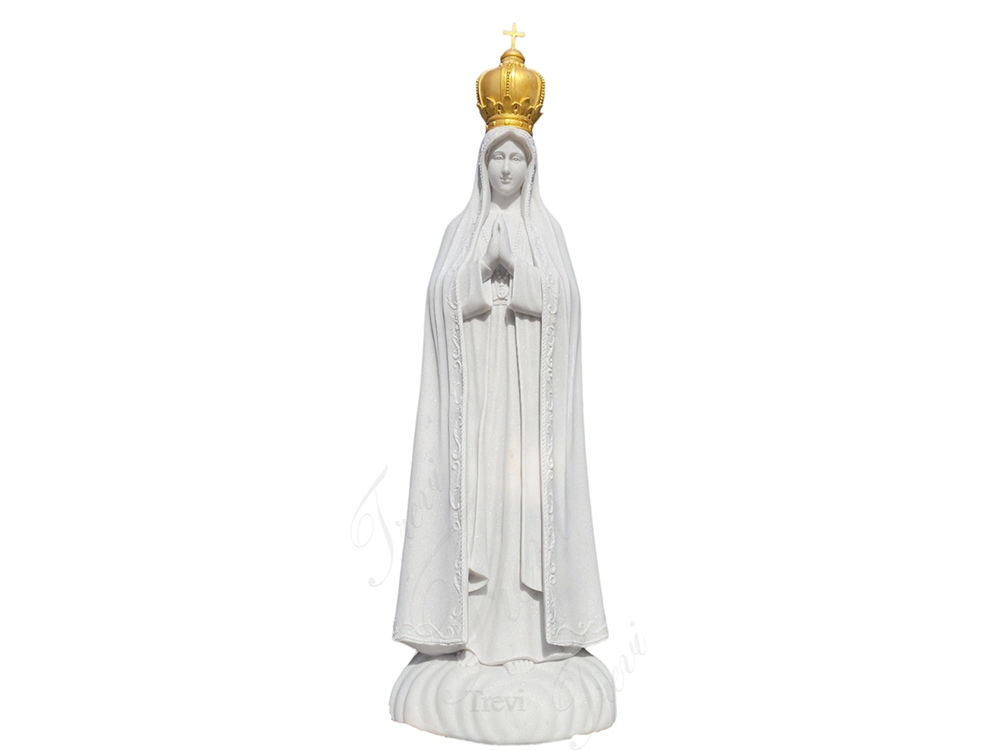 lifesize marble Fatima Statue with Gold Crown