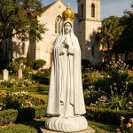 marble Fatima Statue with Gold Crown for church garden