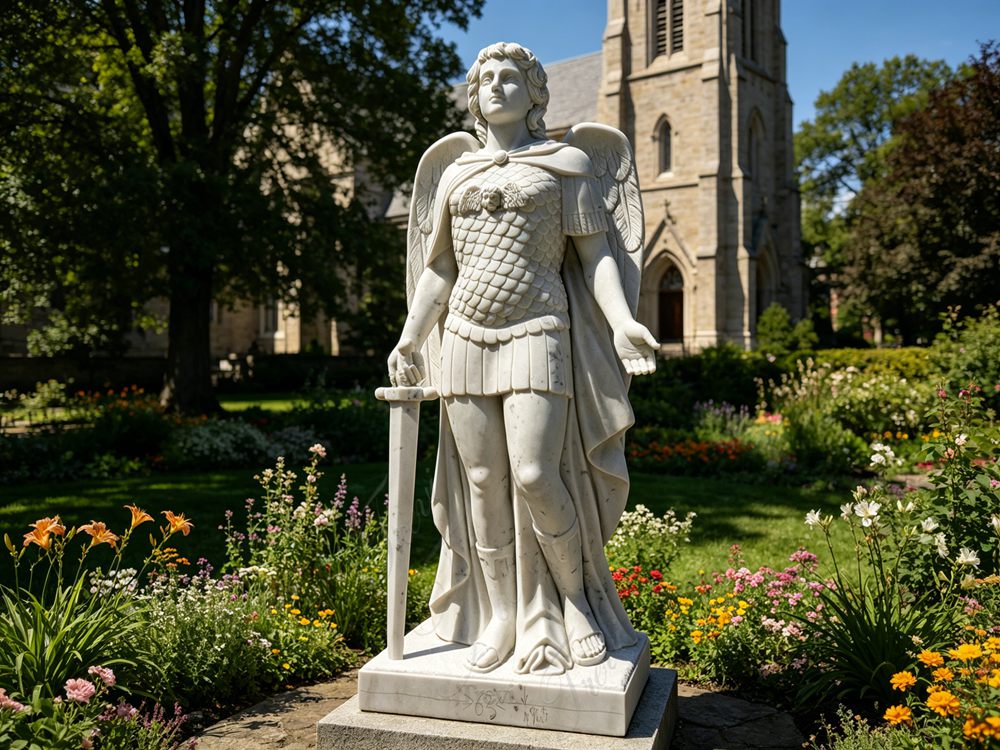 Life Size Marble Saint Michael Statue for Garden 1 marble saint michael statue for garden