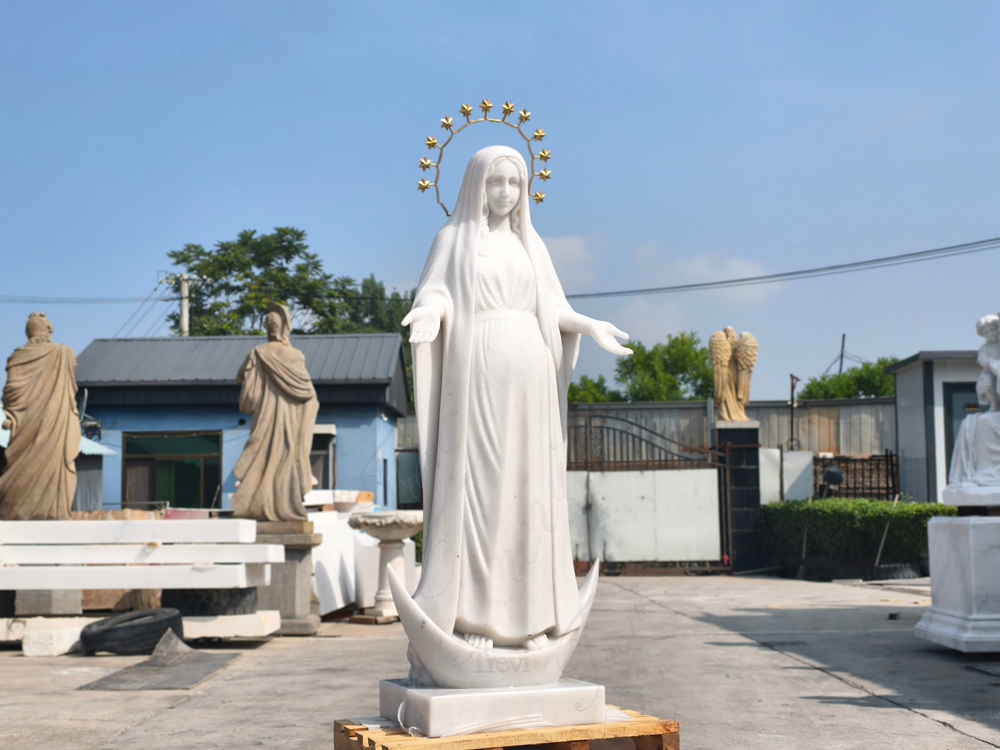 Our Lady of Pregnant Mother Mary Statue 1 marble statue of Our Lady of Expectation