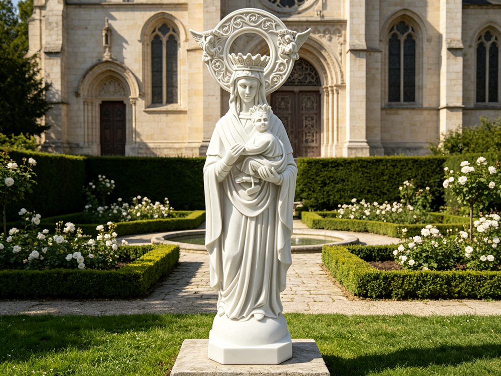Marble Our Lady of Perpetual Help Statue for Church TCH-245 3 marble Our Lady of Perpetual Help sculpture for church