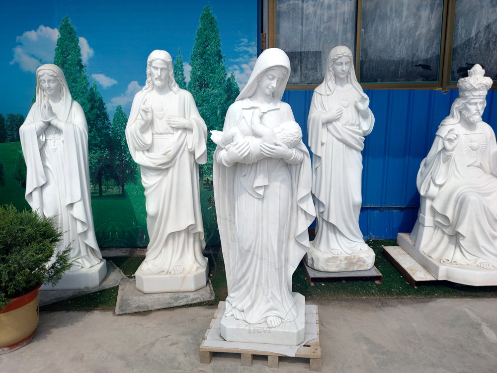 marble Virgin Mary and Baby Jesus in our factory