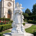 marble Virgin Mary with Children Statue in church